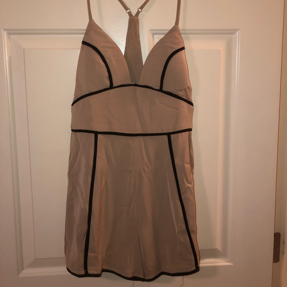 Tan Romper with Black Lining